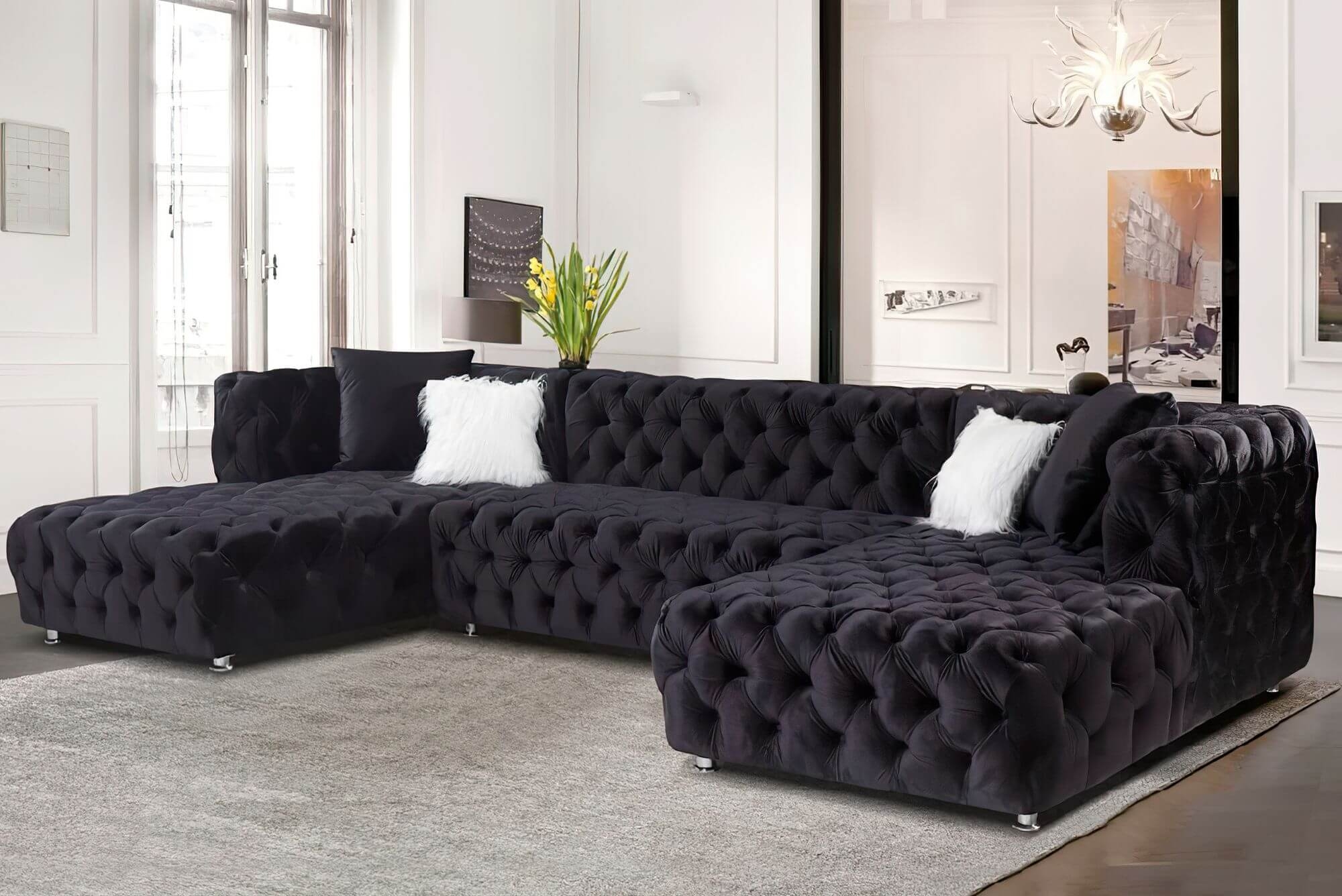LCL-011 Velvet U-Shape Sectional Sofa