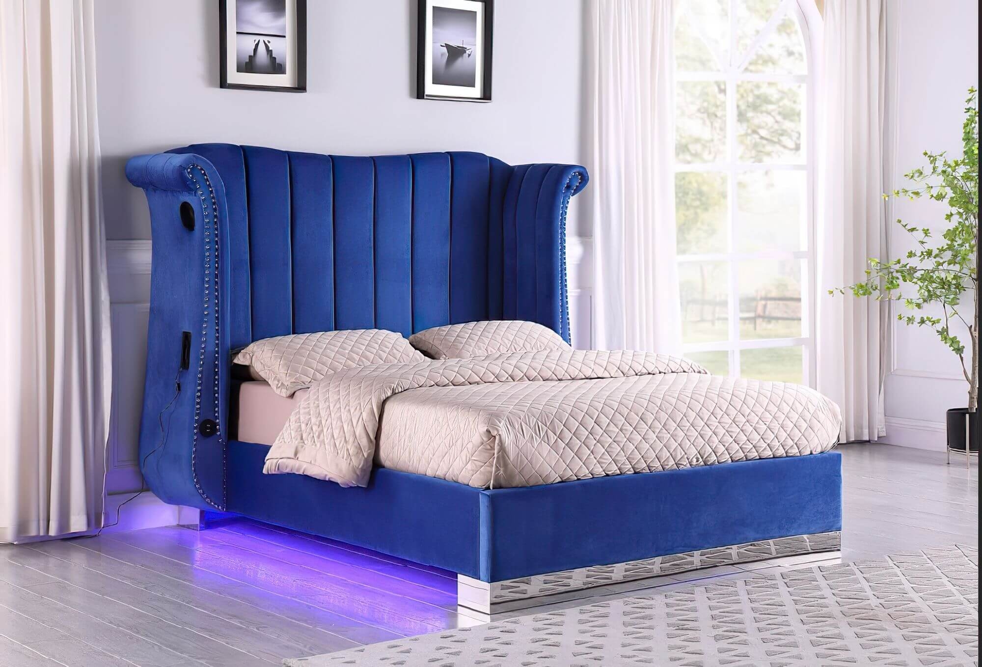 LCL-B03 Bed w/Bluetooth Speaker  & LED Light, Queen Size