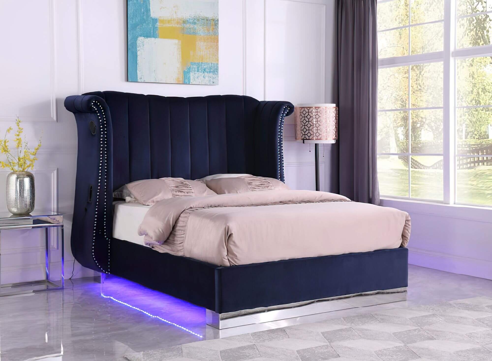 LCL-B03 Bed w/Bluetooth Speaker  & LED Light, Queen Size