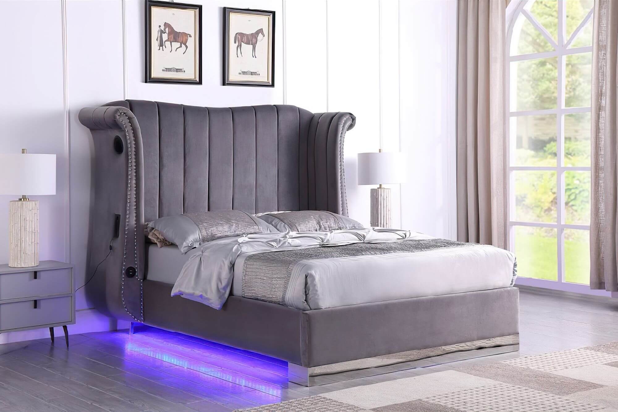 LCL-B03 Bed w/Bluetooth Speaker  & LED Light, Queen Size