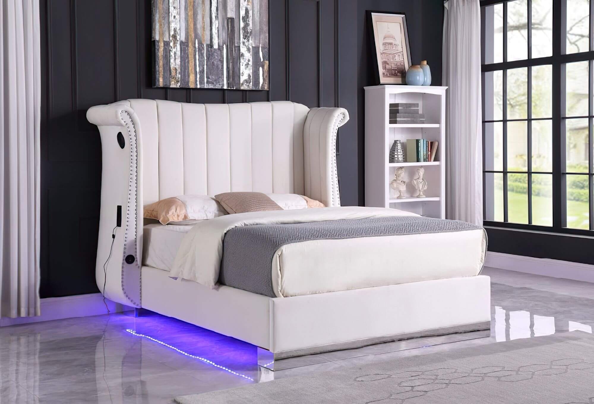 LCL-B03 Bed w/Bluetooth Speaker  & LED Light, Queen Size