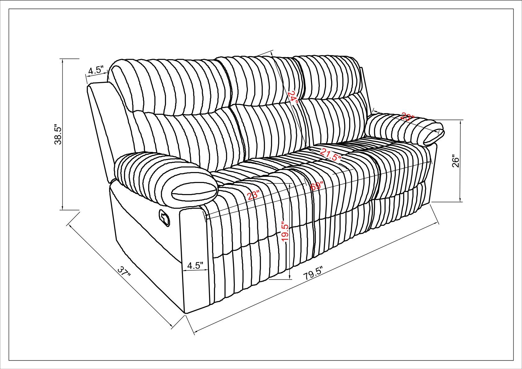 U6028 Fabric Reclining Sofa