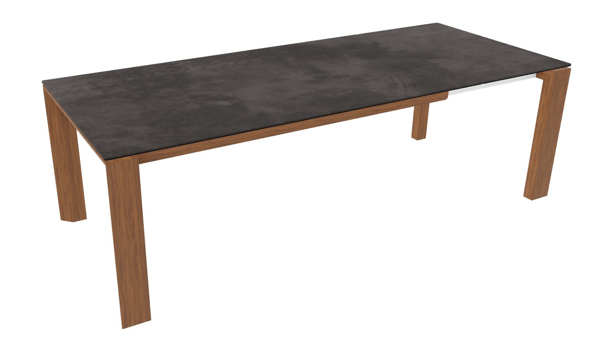 Omnia W70.9"-94.5" Rectangular Ceramic/Wood Veneer Extendable Dining Table