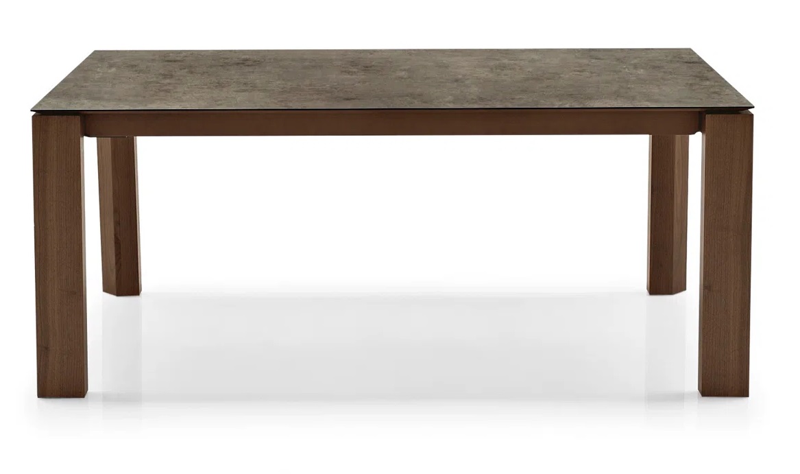 Omnia W70.9"-94.5" Rectangular Ceramic/Wood Veneer Extendable Dining Table