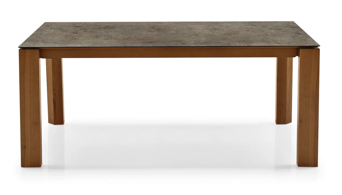 Omnia W70.9"-94.5" Rectangular Ceramic/Wood Veneer Extendable Dining Table