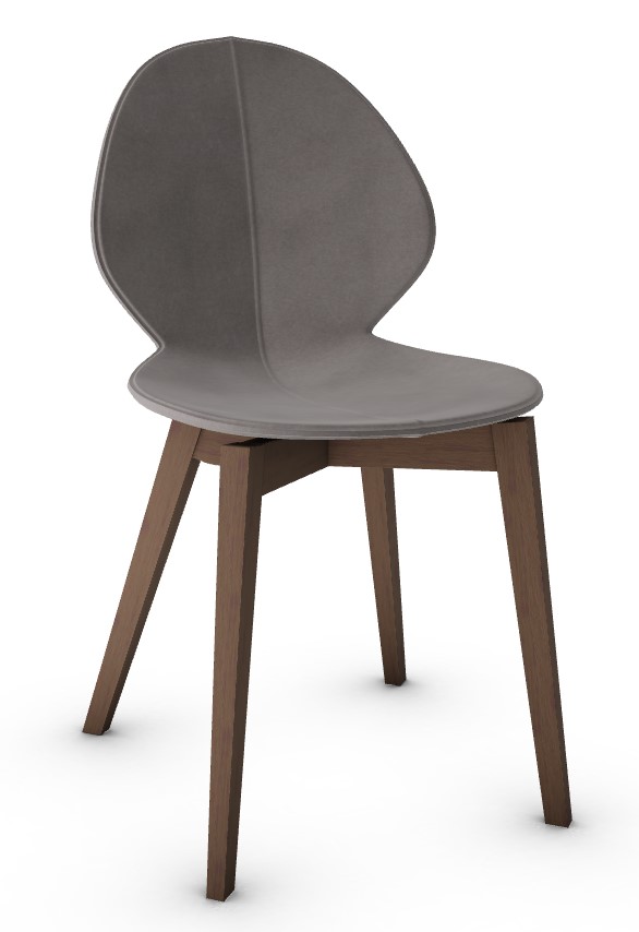 Basil Polypropylene/Leather/Wood Dining Chair