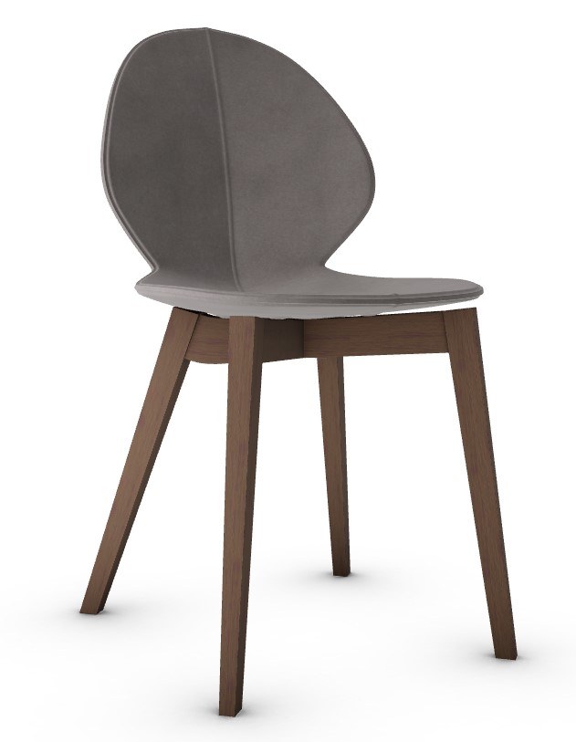 Basil Polypropylene/Leather/Wood Dining Chair