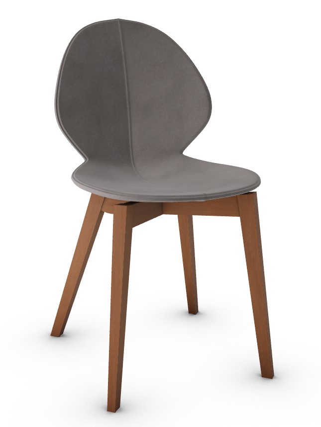 Basil Polypropylene/Leather/Wood Dining Chair