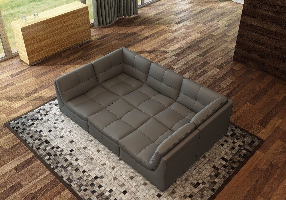 Lego 6-Piece Leather Modular Living Room Set