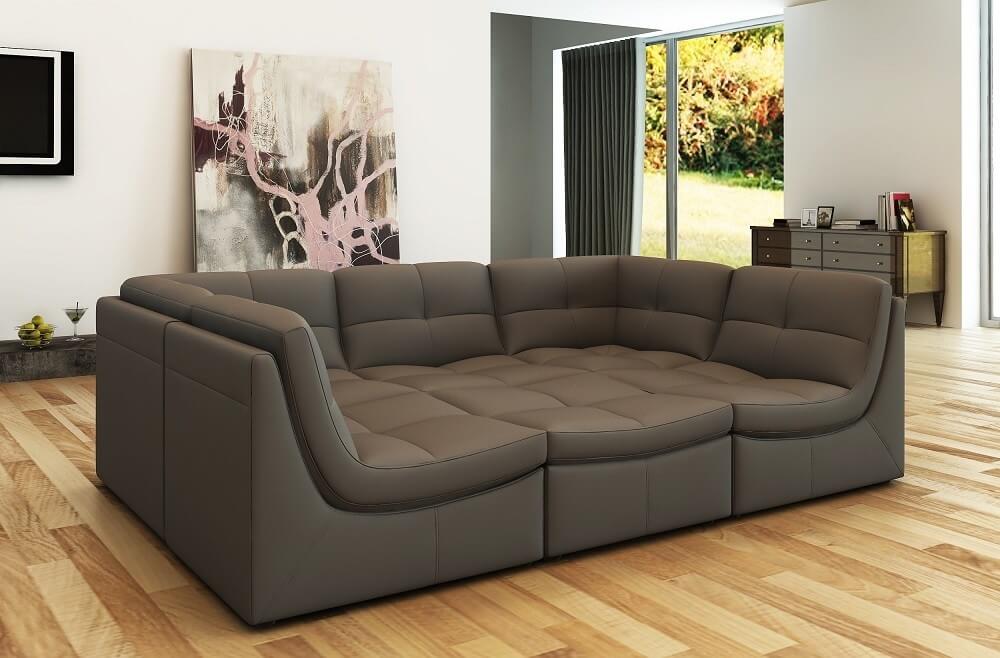 Lego 6-Piece Leather Modular Living Room Set