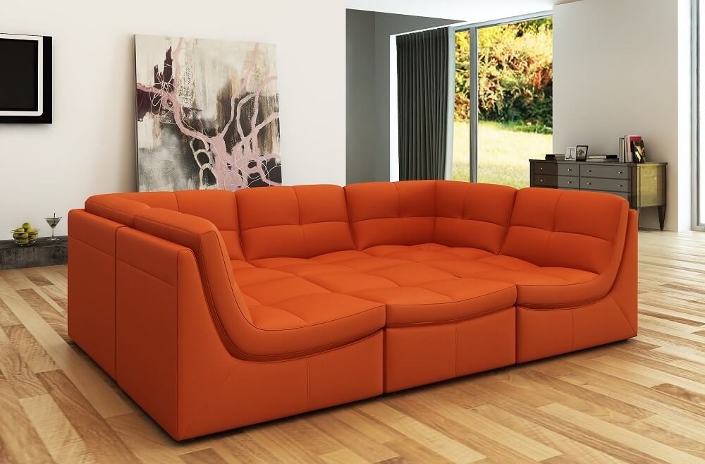 Lego 6-Piece Leather Modular Living Room Set