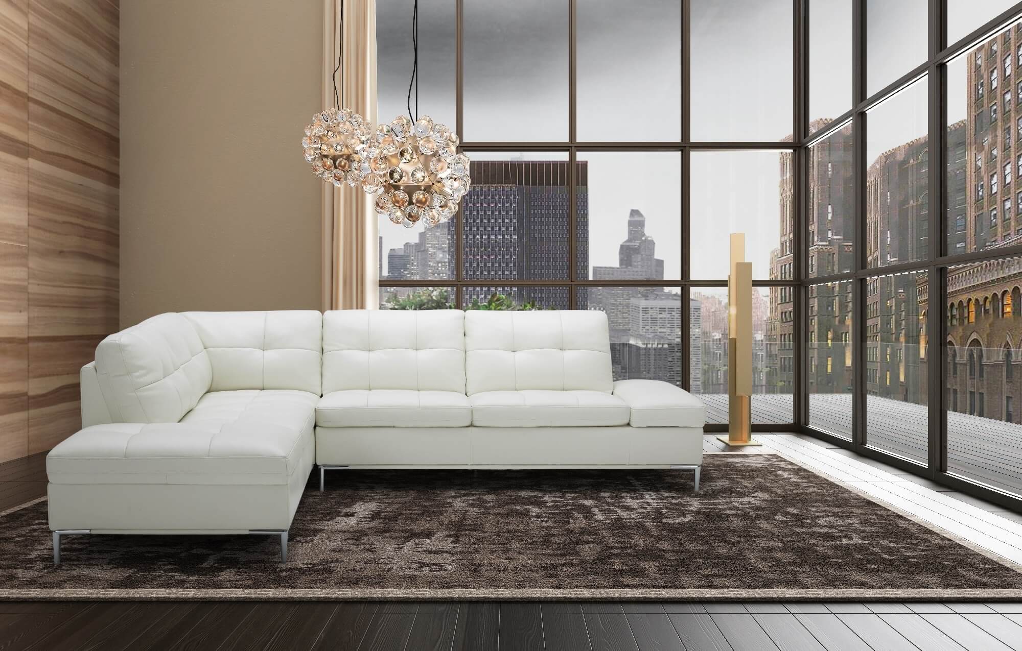 Leonardo Premium Leather Sectional, Left Hand Facing