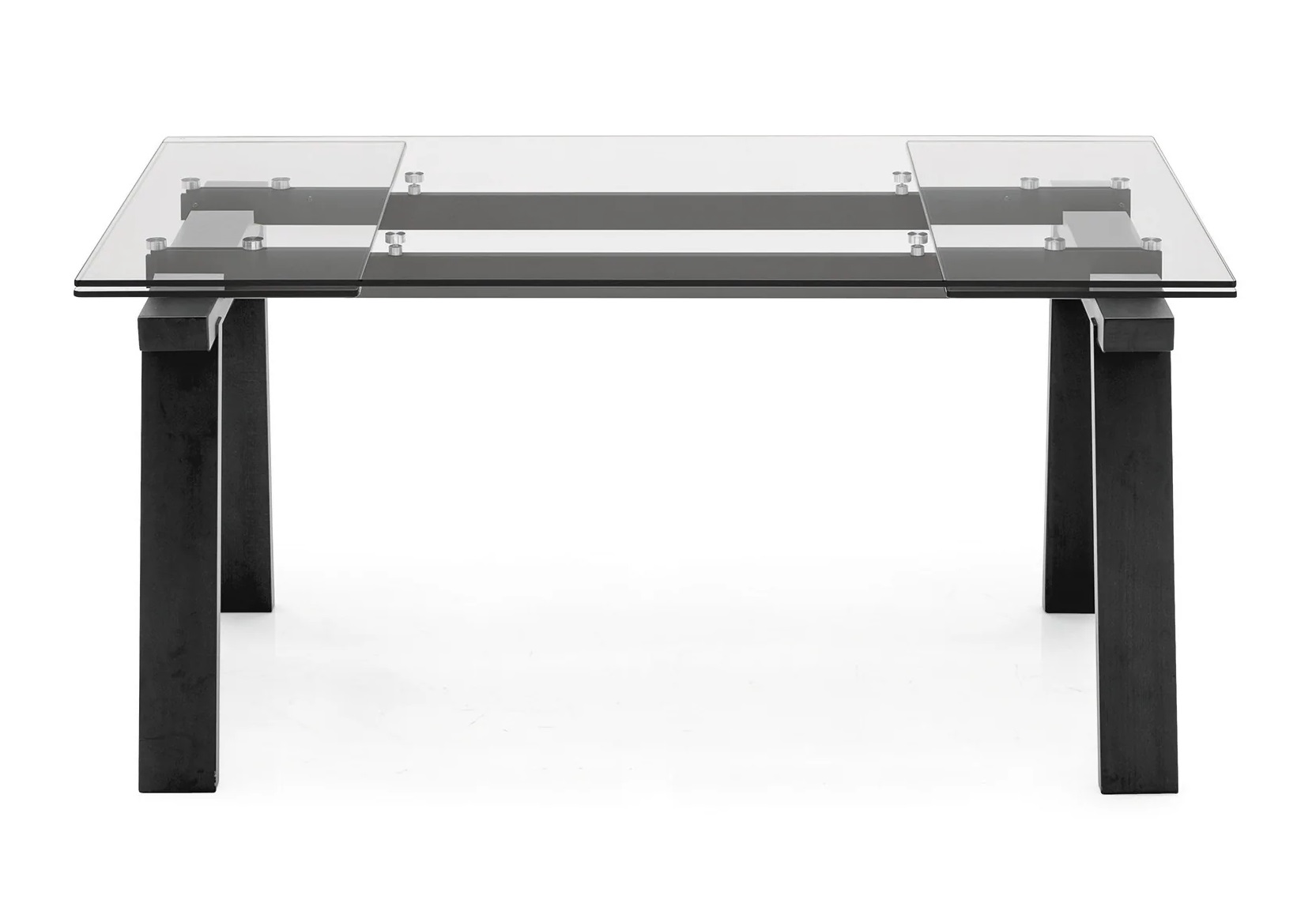 Levante W55.1"-86.6" Rectangular Glass/Wood Dining Table