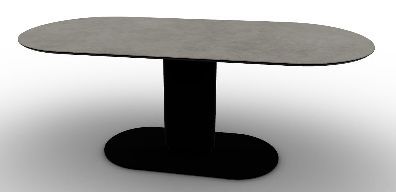 Cameo W78.7-inch Ceramic/Metal/Wood Customizable Oval Dining Table
