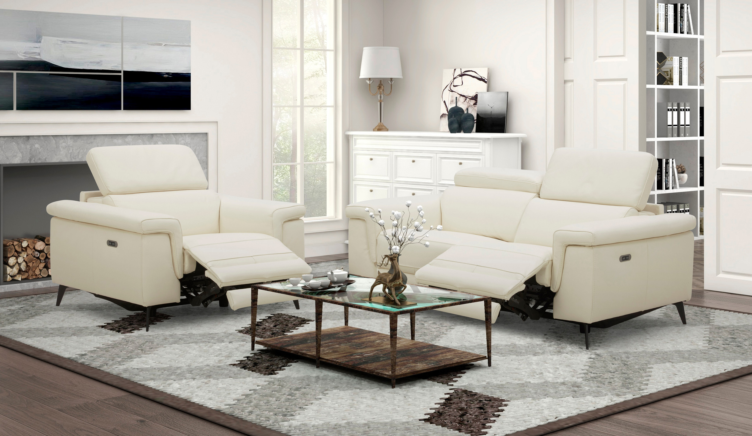 Hendrix Thick Top Grain Leather Match Recliner Sofa