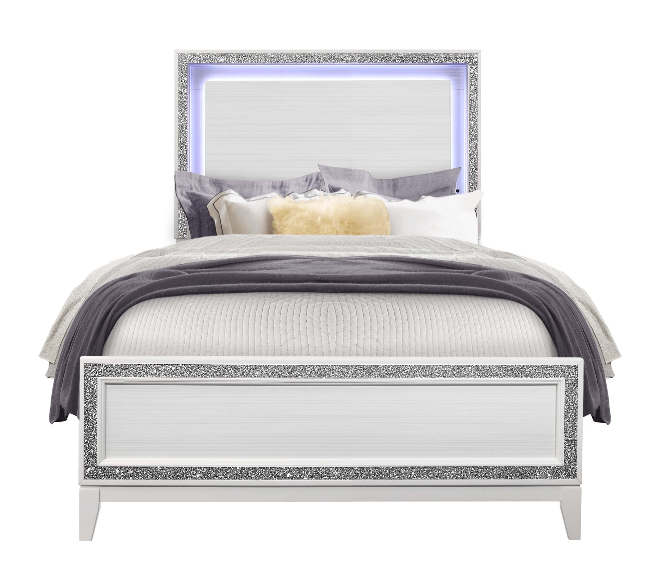 Lily MDF/Wood Panel Bedroom Set w/LED Light