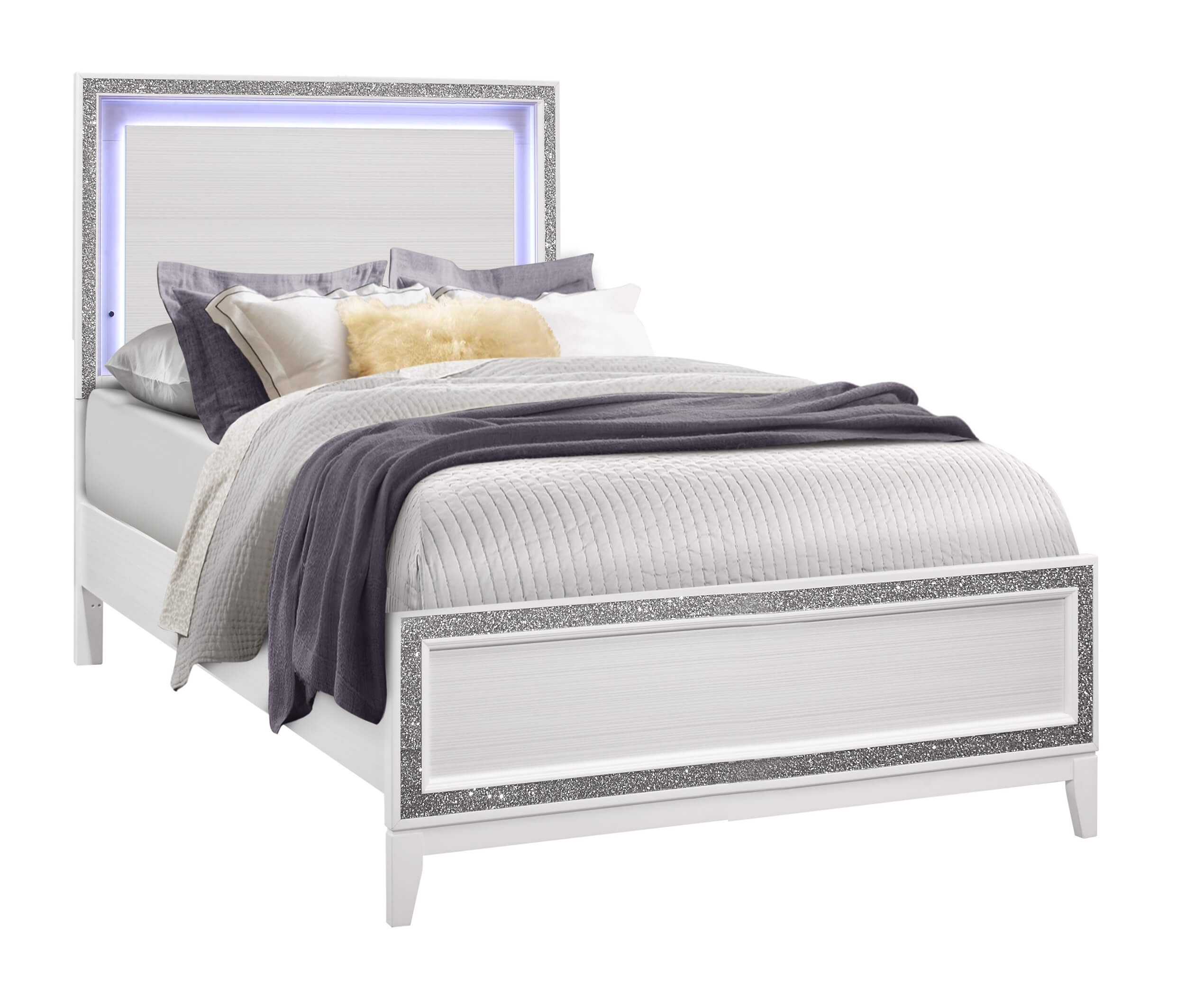 Lily MDF/Wood Panel Bedroom Set w/LED Light