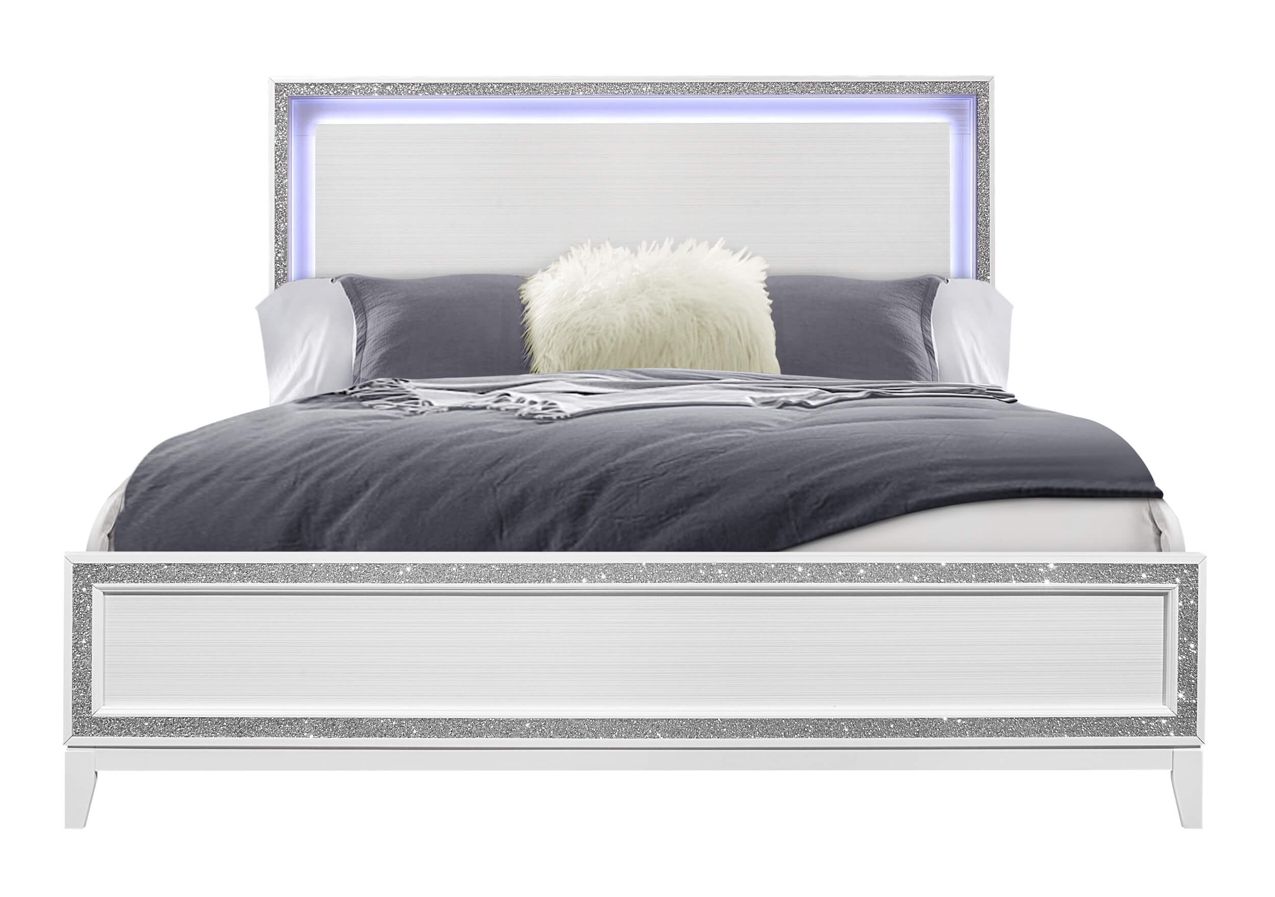 Lily MDF/Wood Panel Bed w/LED Light