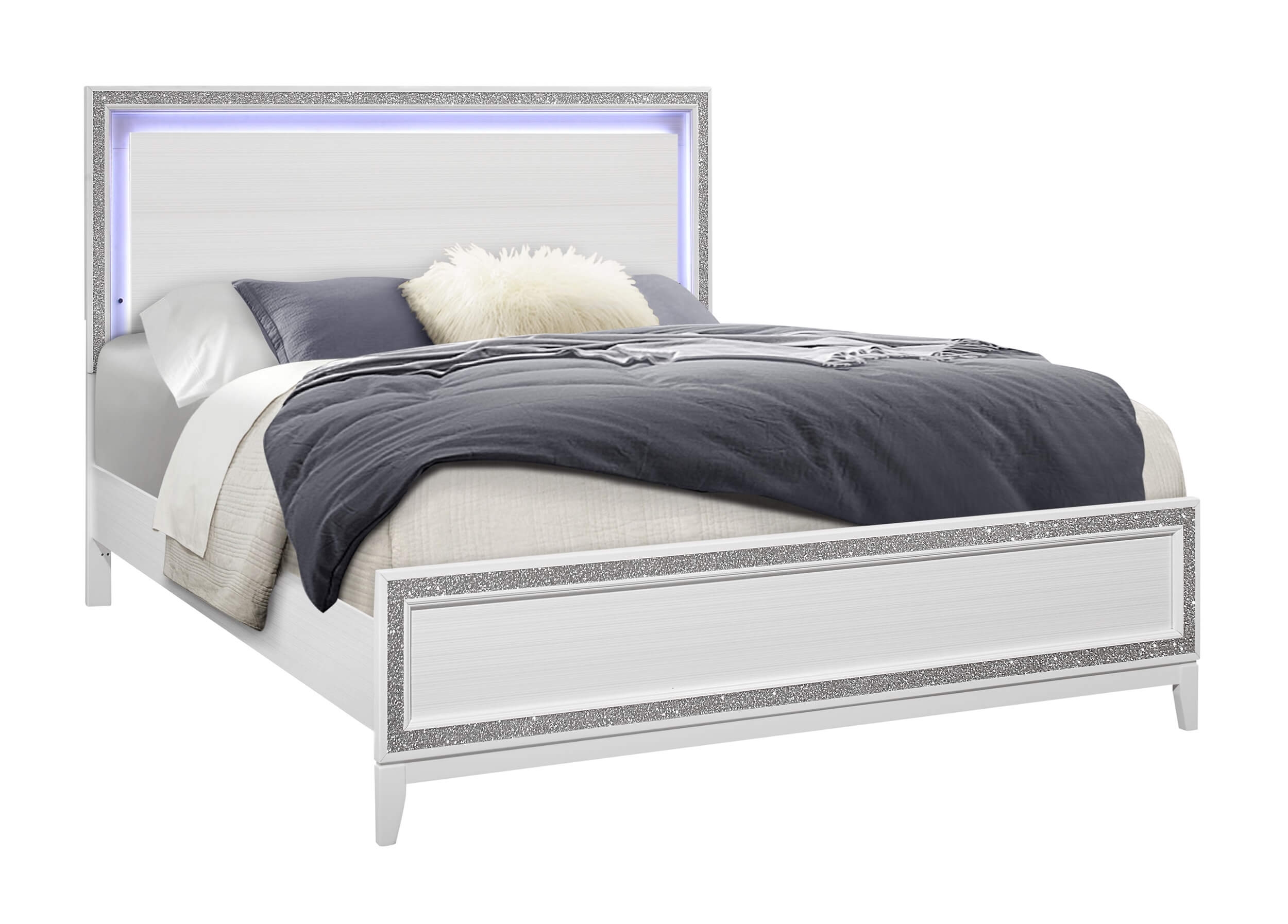 Lily MDF/Wood Panel Bed w/LED Light