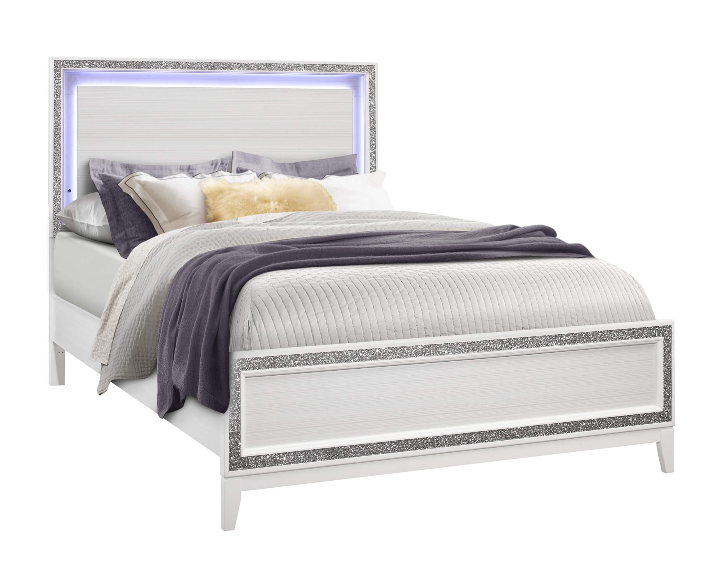 Lily MDF/Wood Panel Bed w/LED Light