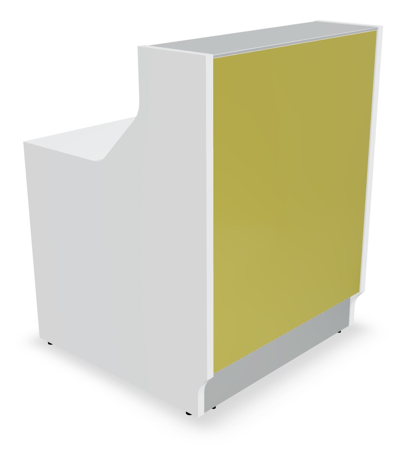 Linea Straight Small Reception Desk in Yellow Glass