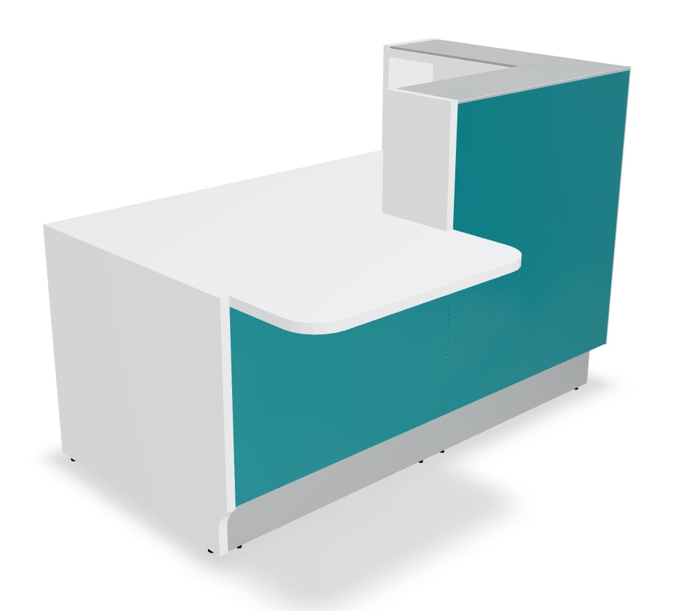 MDD Linea 65" Small Reception Turquoise Desk With LAF Angle