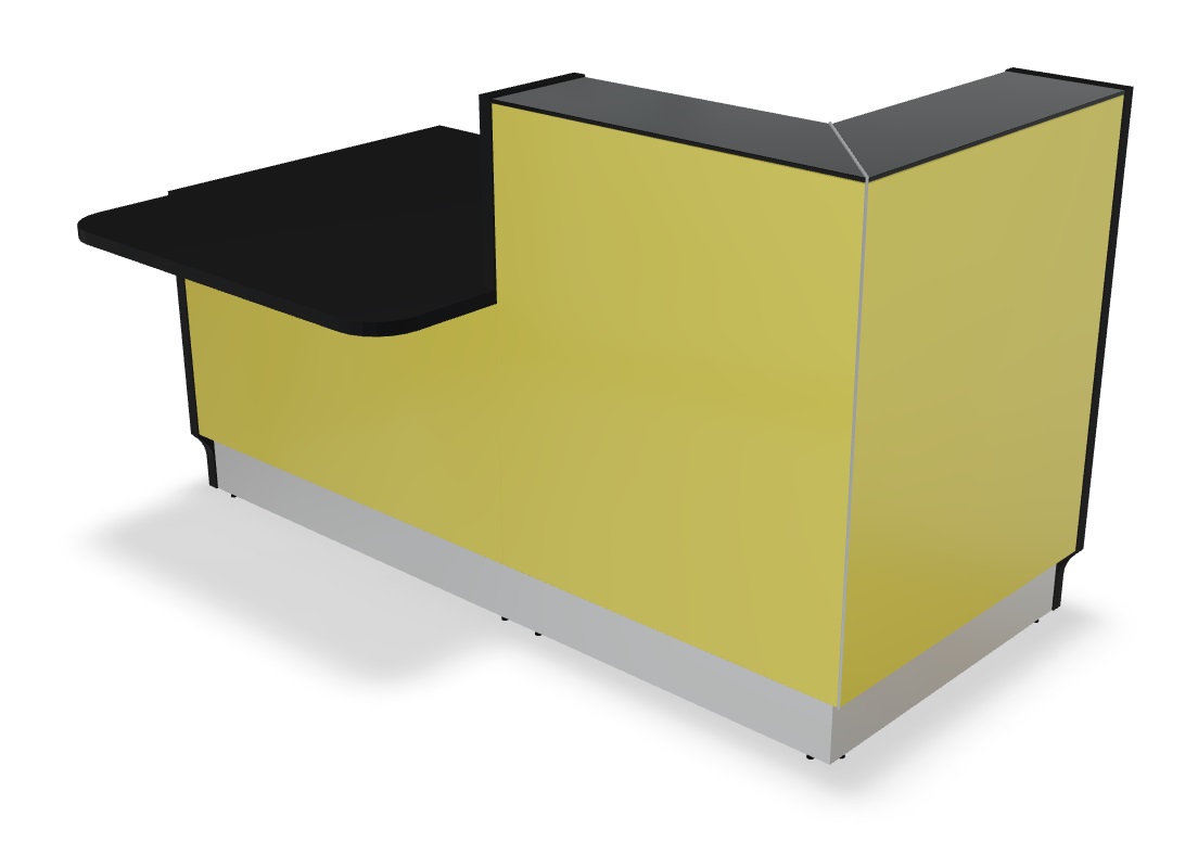 Linea 72" Small Reception Desk w/Right Counter in yellow front