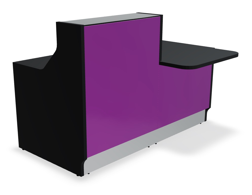 MDD Linea 65" Small Reception Desk in Pink Glass