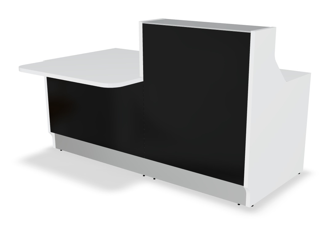 Linea 73" Small Reception Desk in Black And White