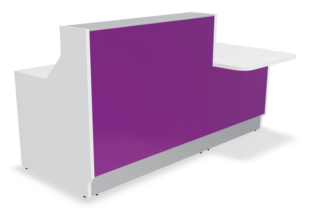 Linea 81" Medium Reception Desk In Pink Glass