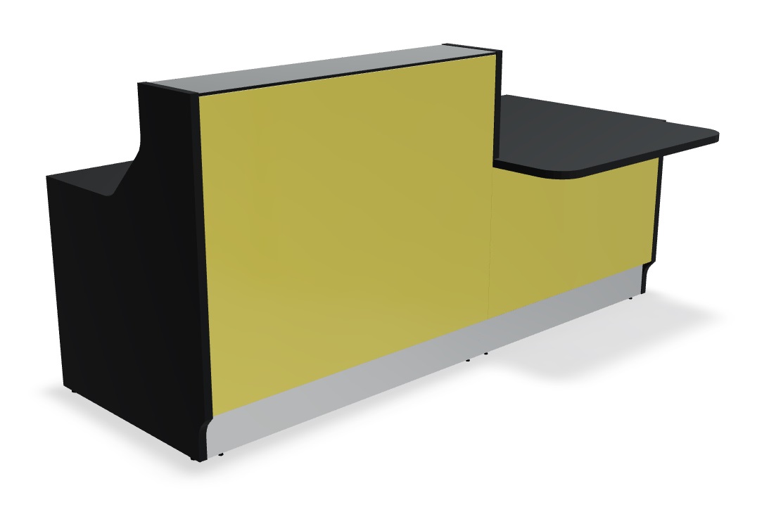 MDD Linea 88" Medium Reception Desk in Yellow Glass