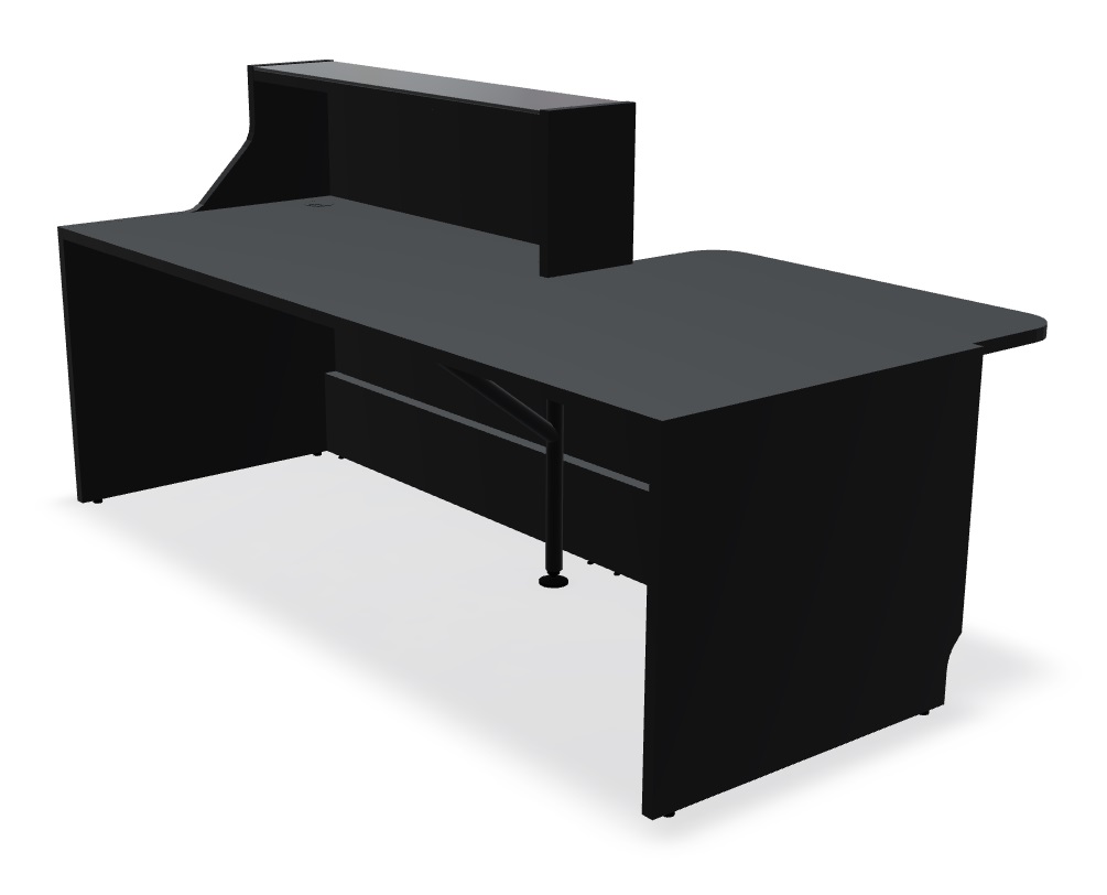 MDD Linea 88" Medium Reception Desk in Black With Countertop