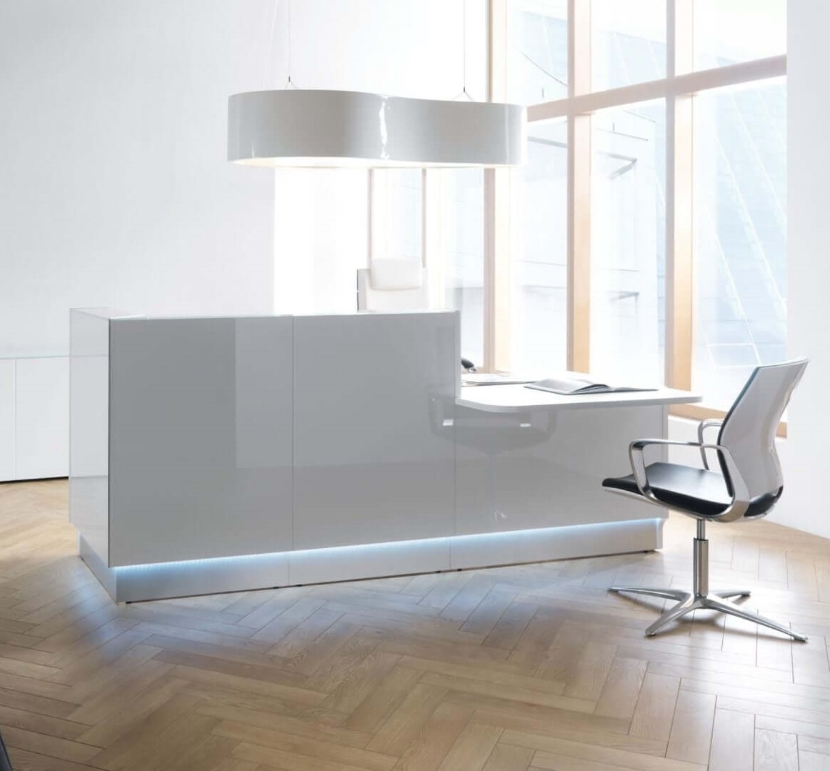 Linea 96" Large Reception Desk with light