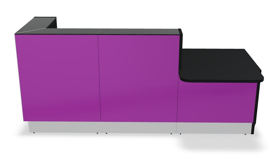 Linea 96" Large Reception Desk in Pink Glass