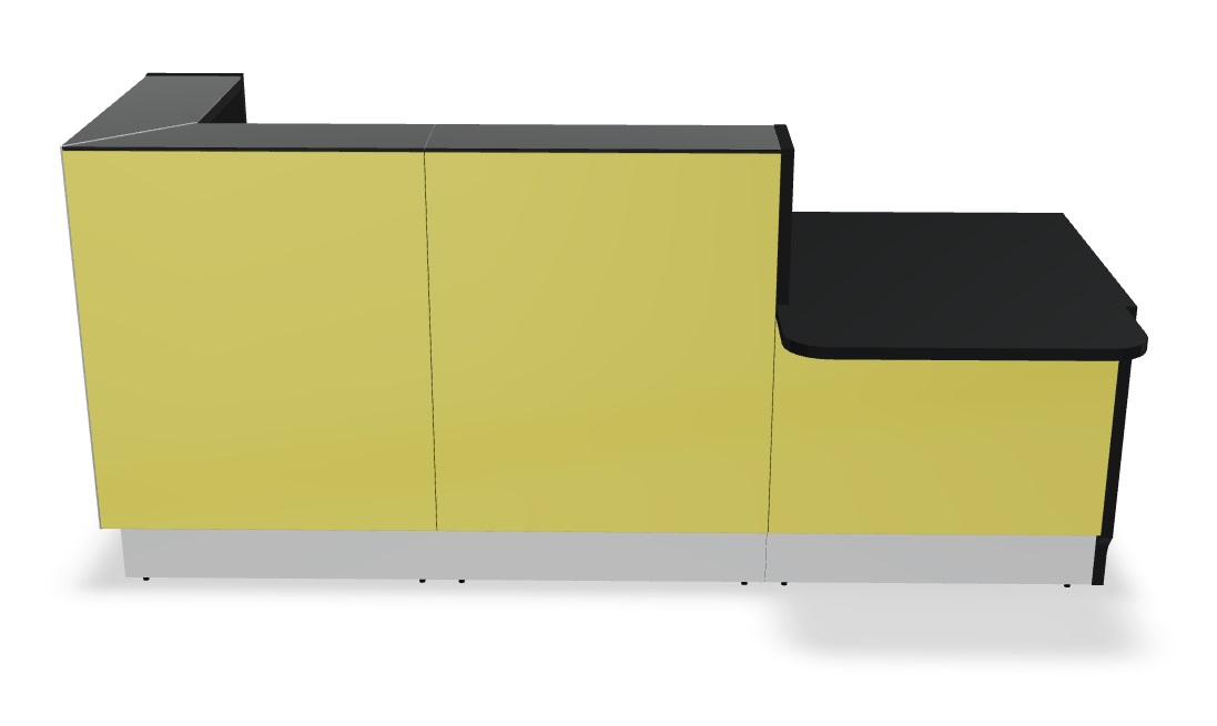 Linea 96" Large Reception Desk in Yellow Glass