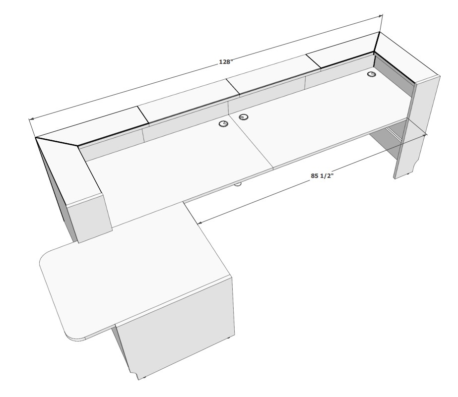 MDD Linea 108" x 65" Large Reception Desk w/Left Counter Top