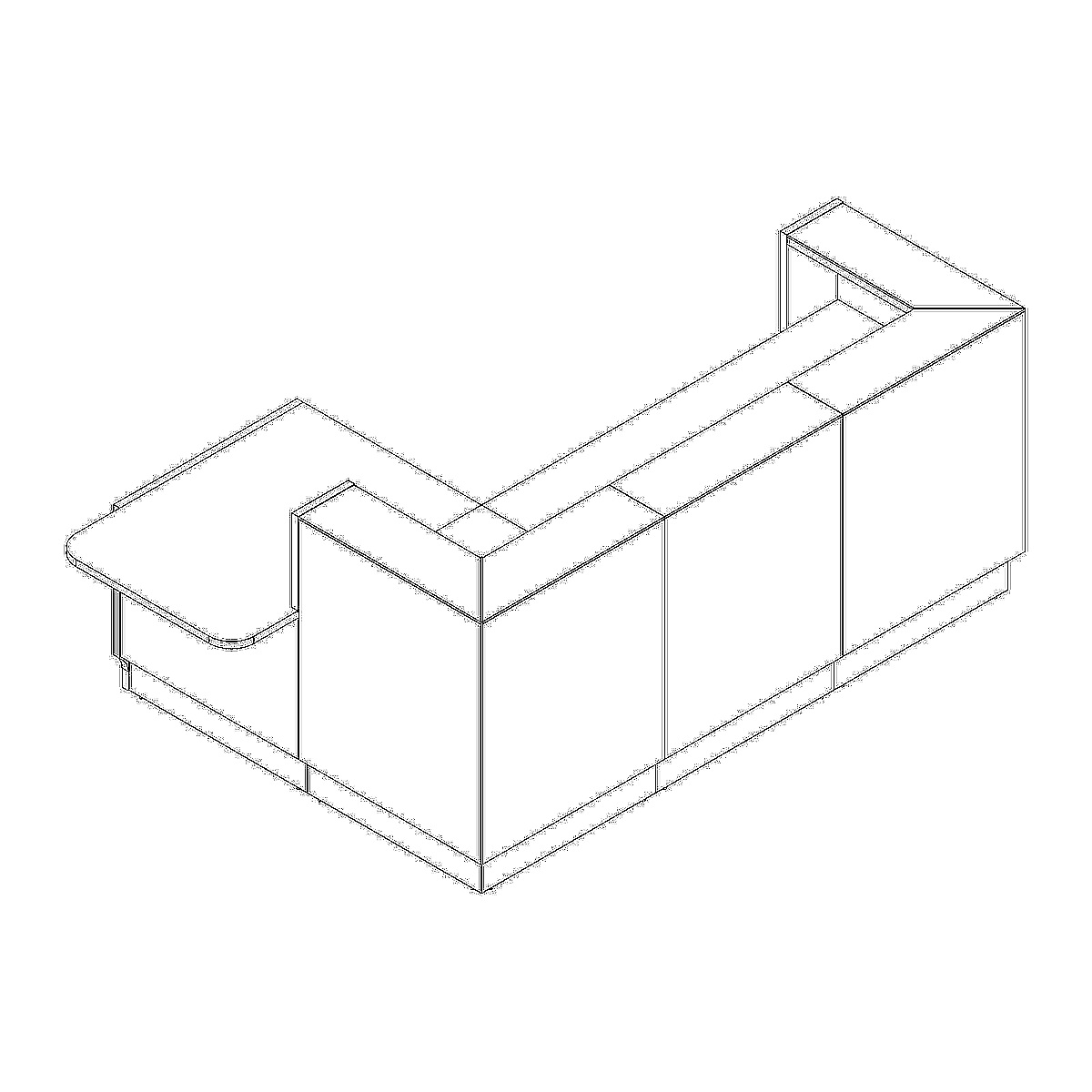 MDD Linea 108" x 65" Large Reception Desk Dimension