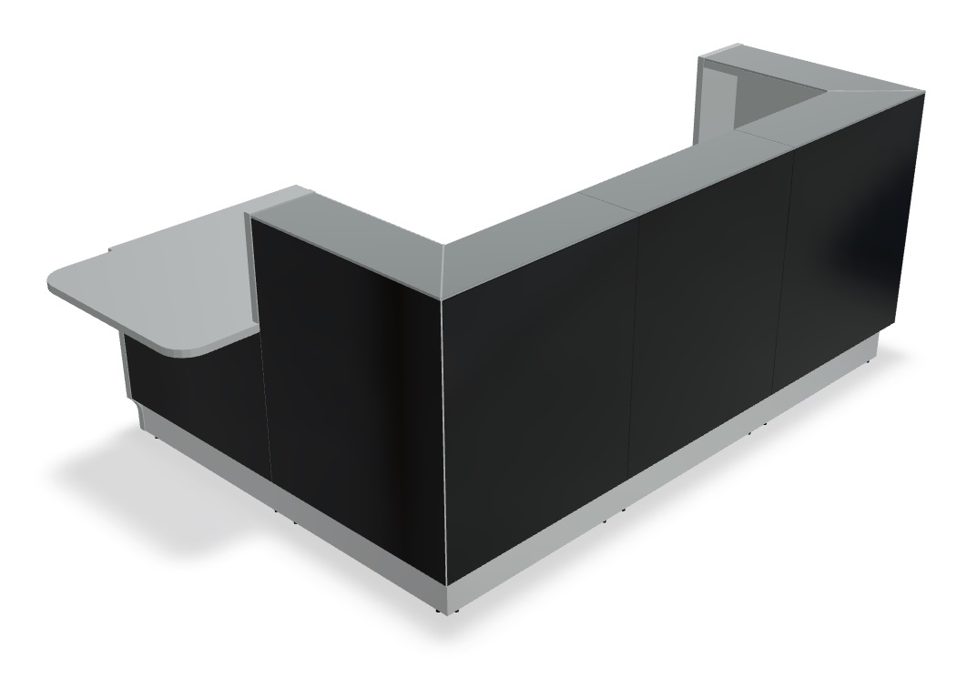 MDD Linea 108" x 65" Large Reception Desk in Black Glass Side