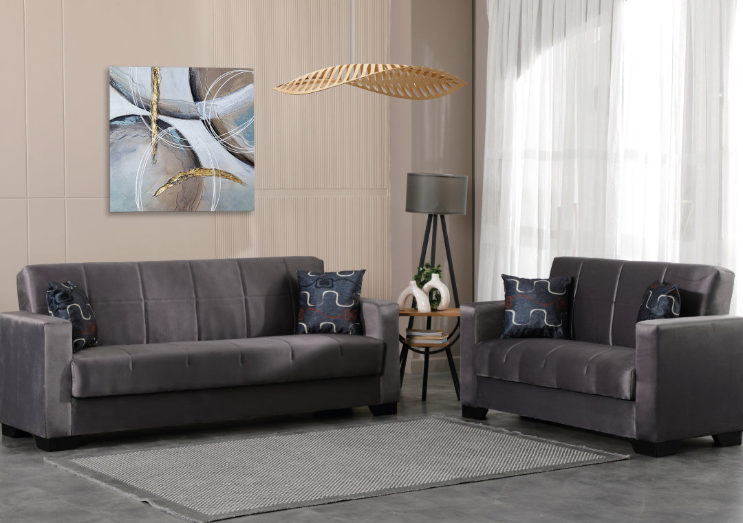 Linden Chenille Convertible Storage Sofa