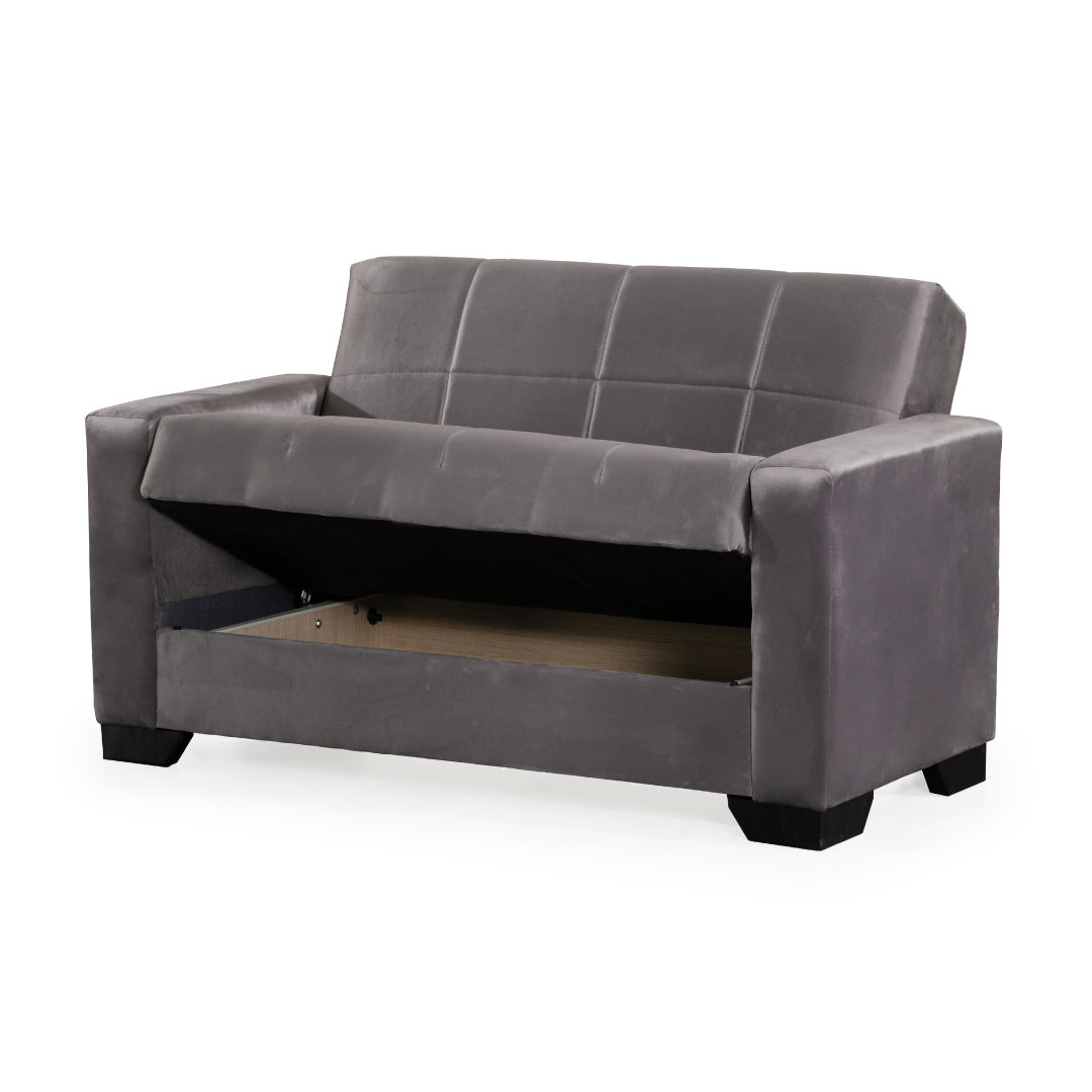 Linden Chenille Convertible Storage Loveseat