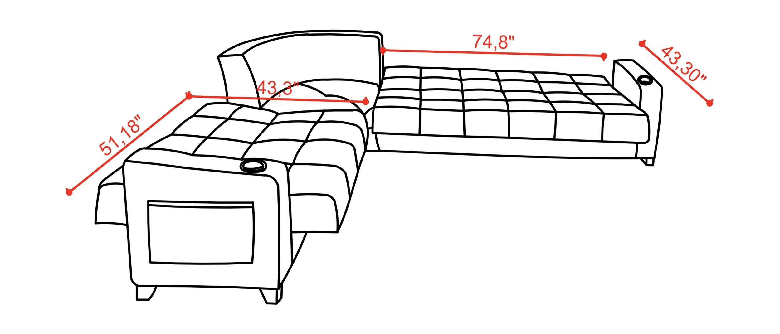 SM Lindsey Fabric/PU Reversible L-Shape Sectional Sofa Sleeper with Storage
