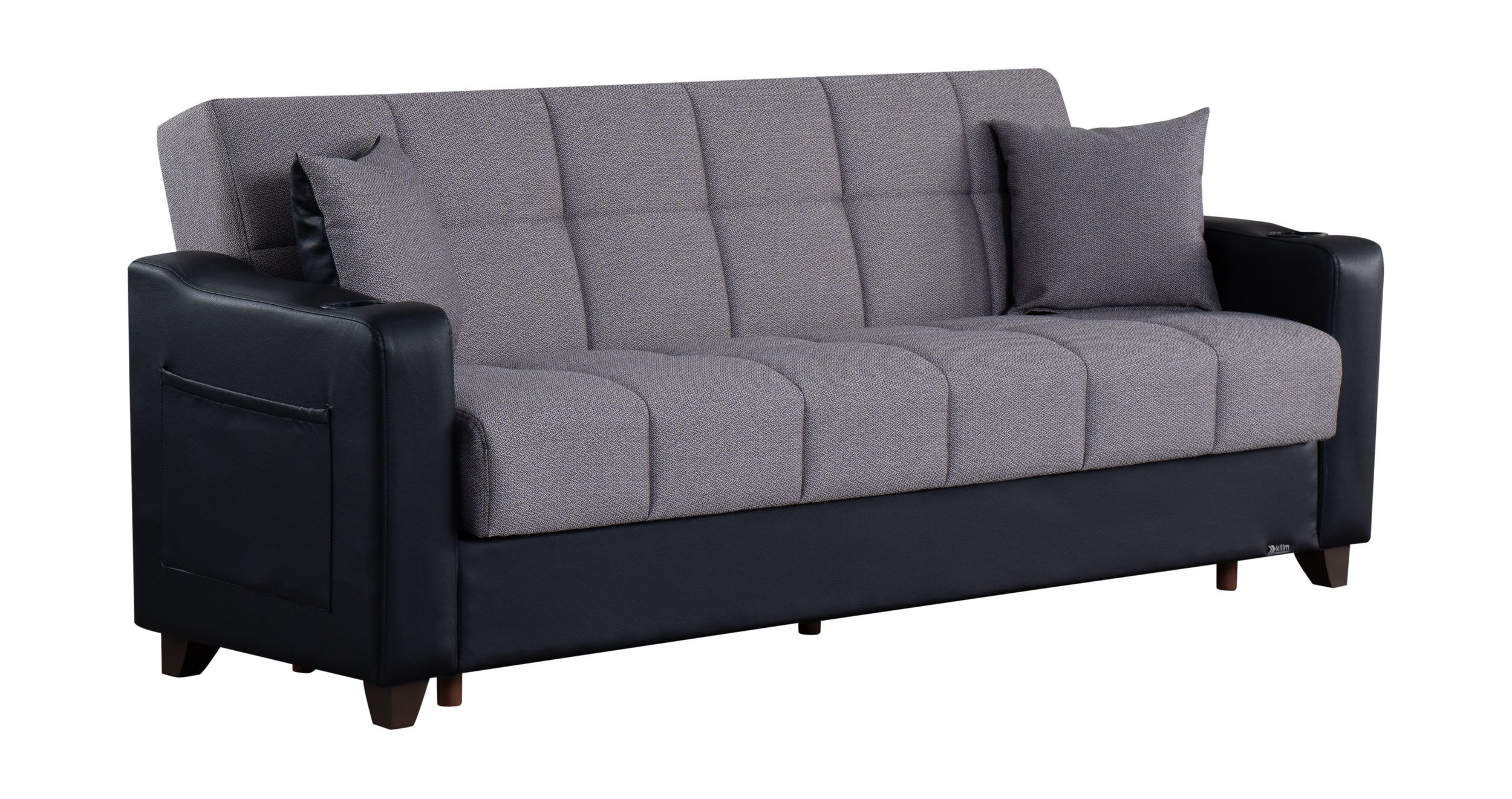 Lindsey Fabric Convertible Gray/Black Sofa by Kilim