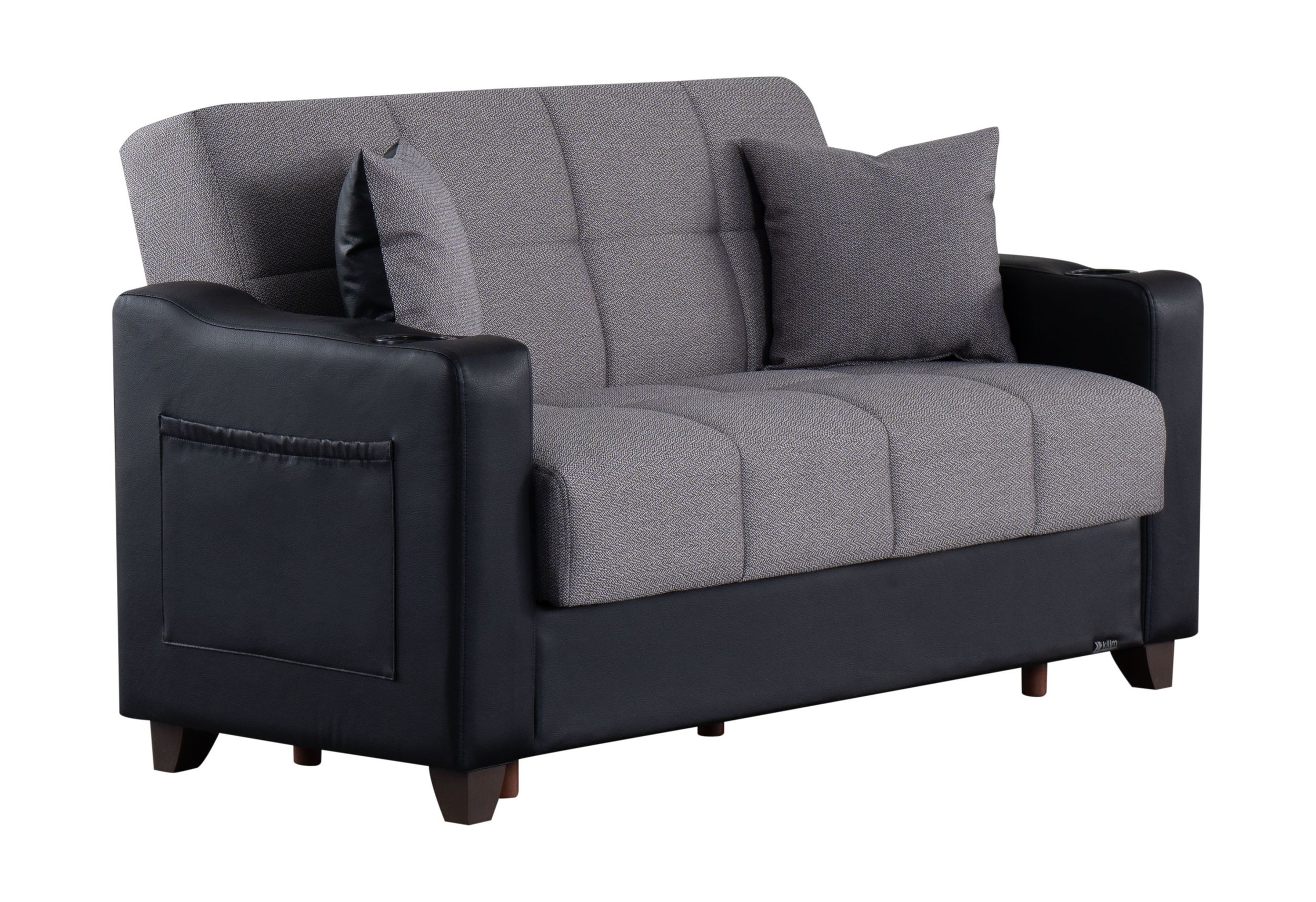 Kilim Lindsey Fabric Gray/Black Loveseat