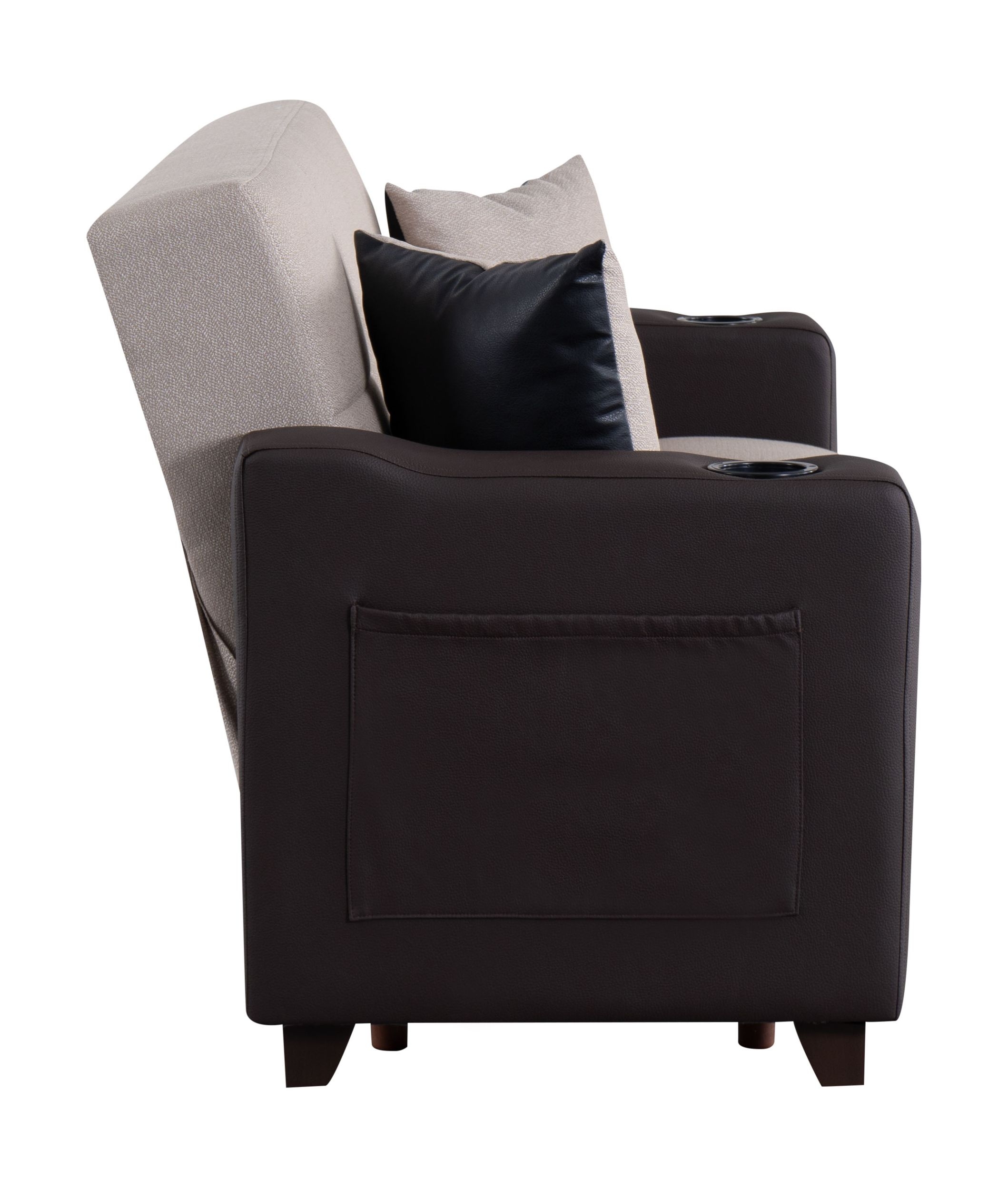 SM Lindsey Fabric/PU Sleeper Loveseat with Storage