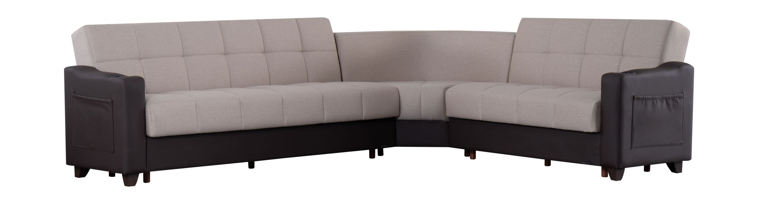 SM Lindsey Fabric/PU Reversible L-Shape Sectional Sofa Sleeper with Storage