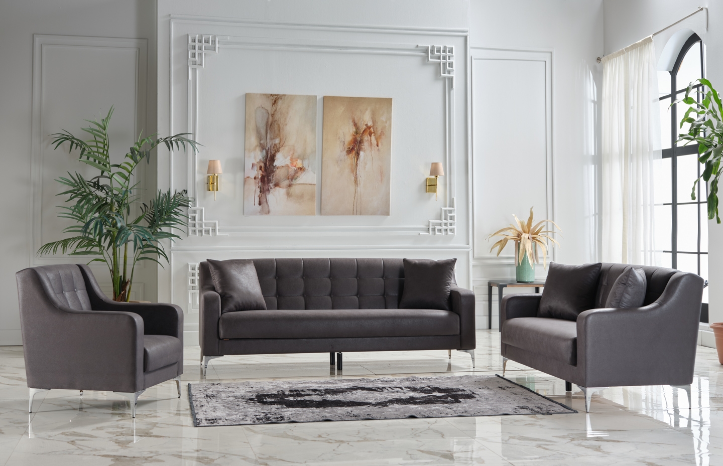 Livia Fabric Storage Sleeper Living Room Set