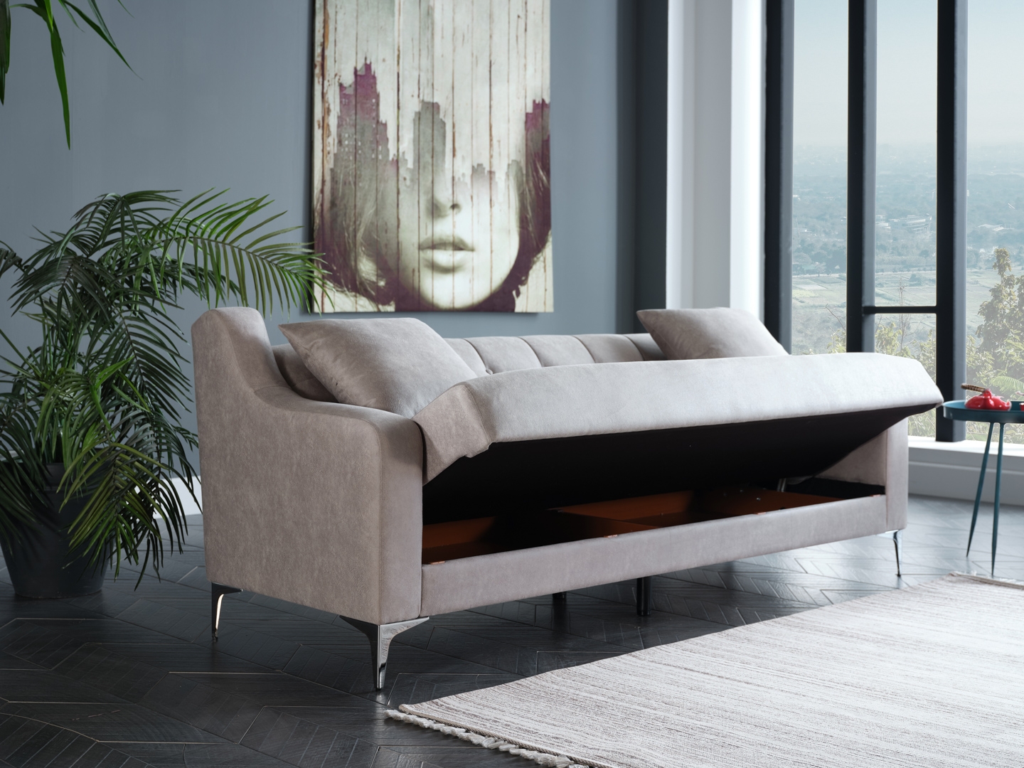 Livia Fabric Storage Sleeper Sofabed