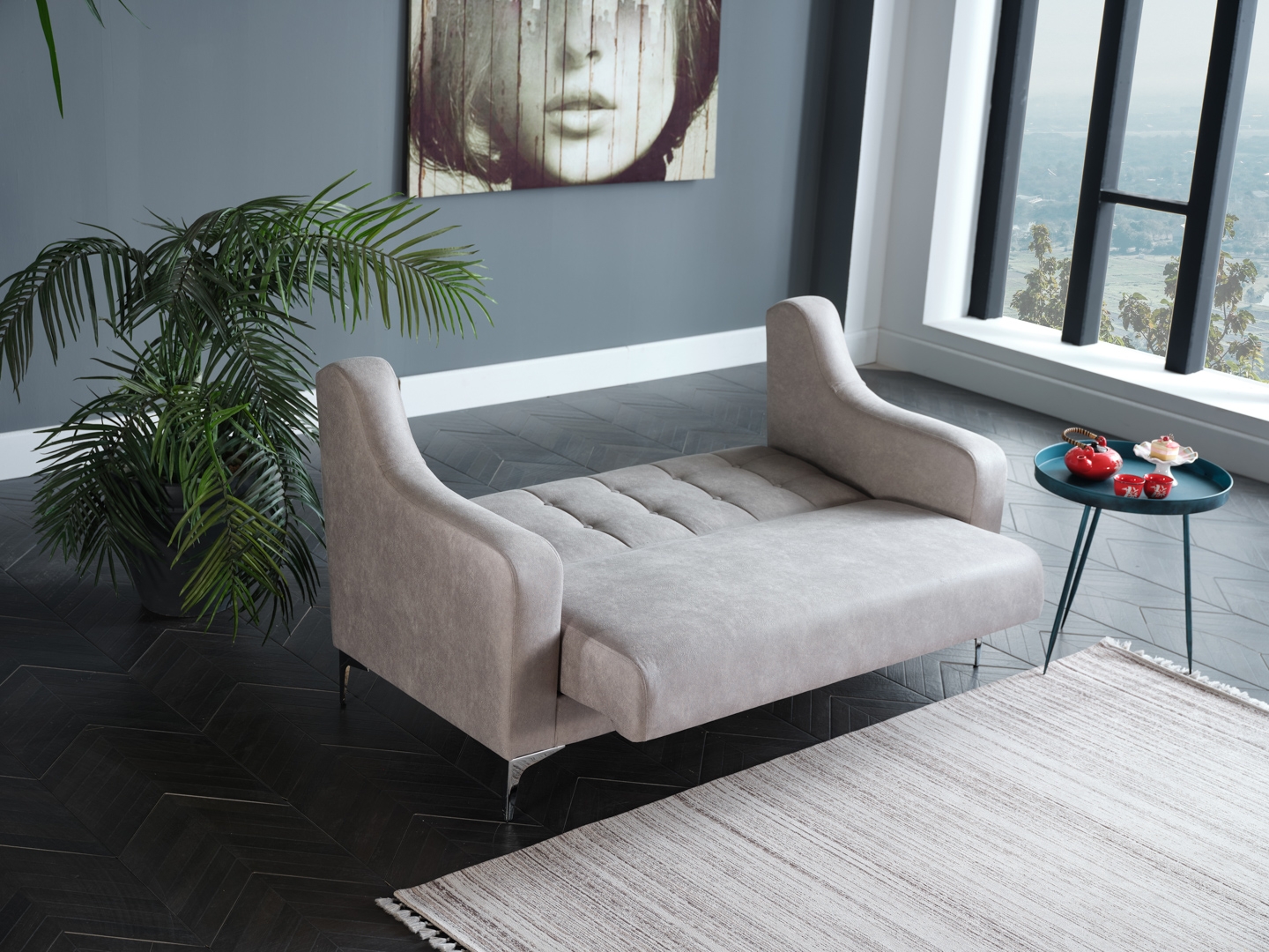 Livia Fabric Storage Sleeper Loveseat