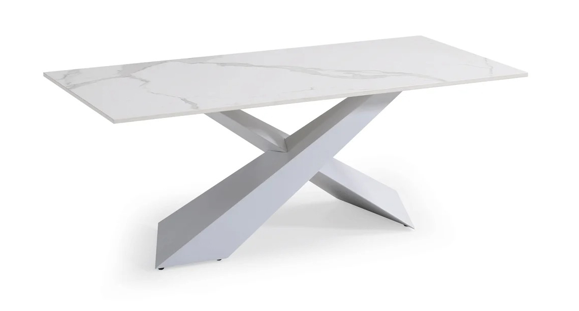 ESF Furniture 6046 Marble/Metal Rectangular Coffee Table - Thumbnail 4