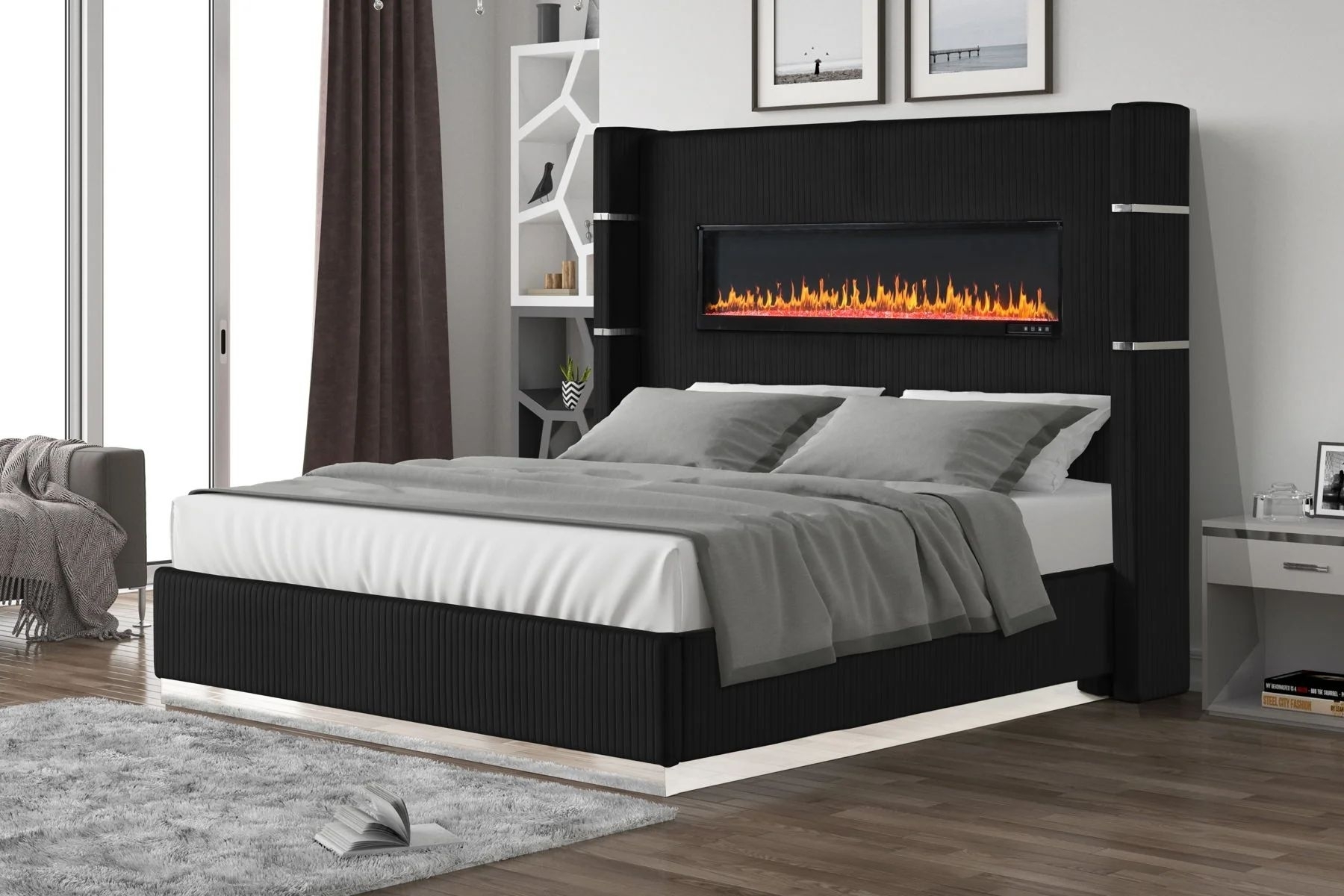 Lizelle Velvet/Wood Regular Bedroom Set